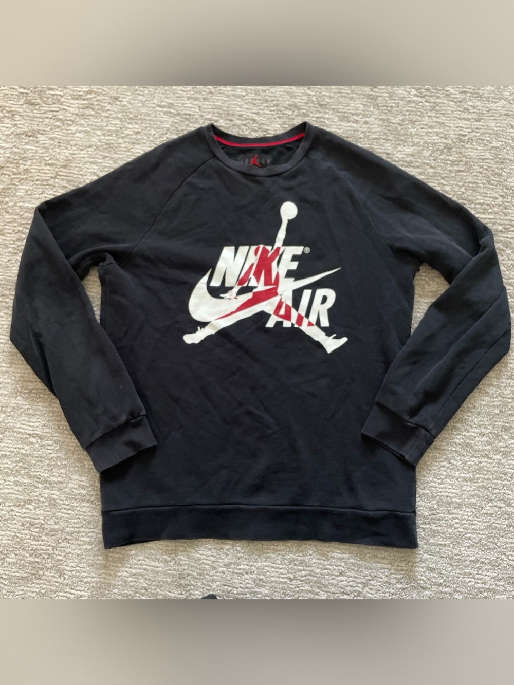 Nike Air Jordan Sweatshirt Mens M Black Crewneck Fleece Jumpman Logo Pullover
